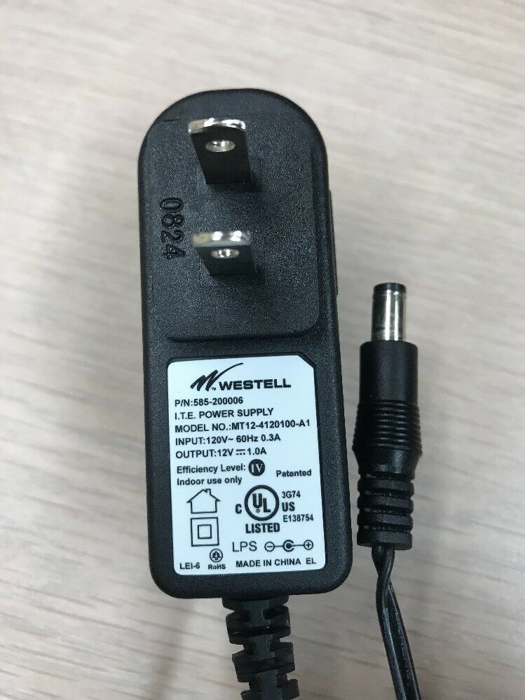 NEW Westell MT12-4120100-A1 AC Power Supply 585-200006 12V DC 1.0A Adapter Charger - Click Image to Close